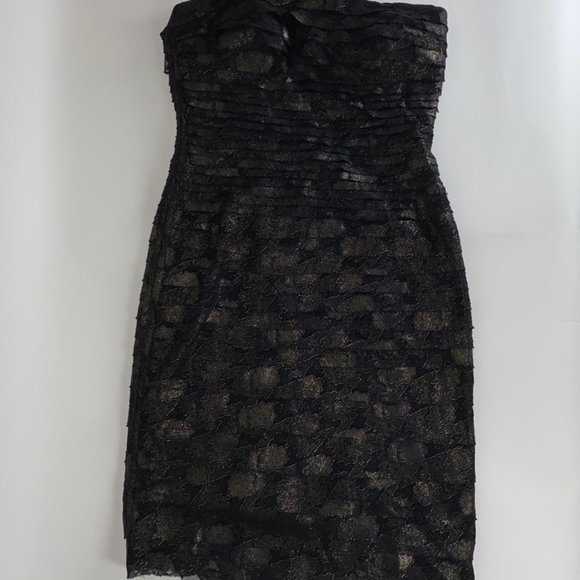 Black & Gold Ruffled Cocktail Dress - Picture 4 of 6